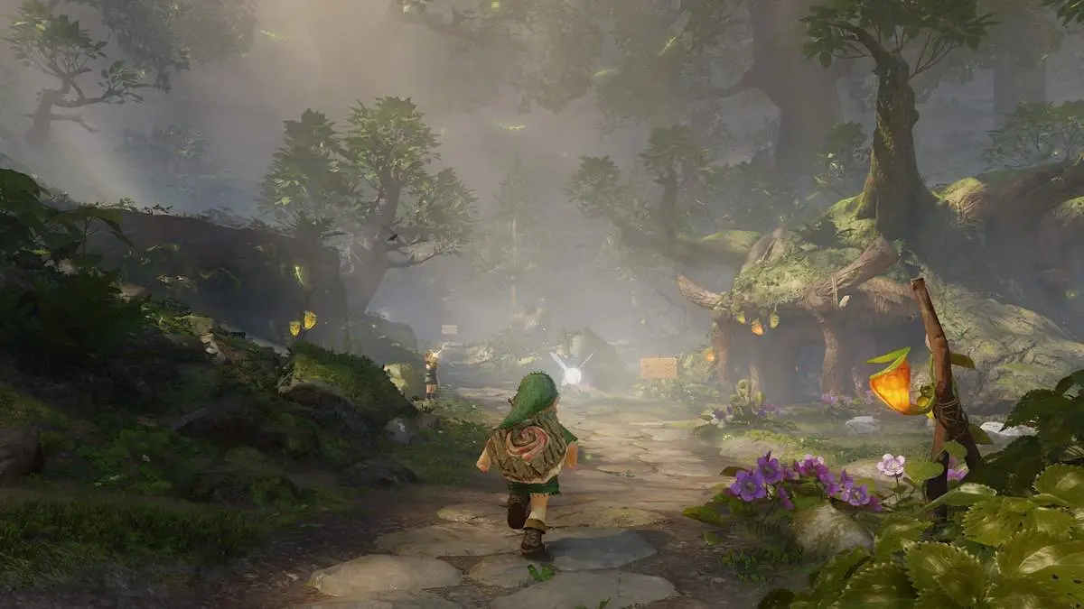 Link enfant et Navi dans la forêt Kokiri, version Switch 2